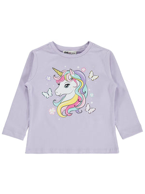 Civil Girls Unicorn Baskılı 2-5 Yaş Sweatshirt  - Lila