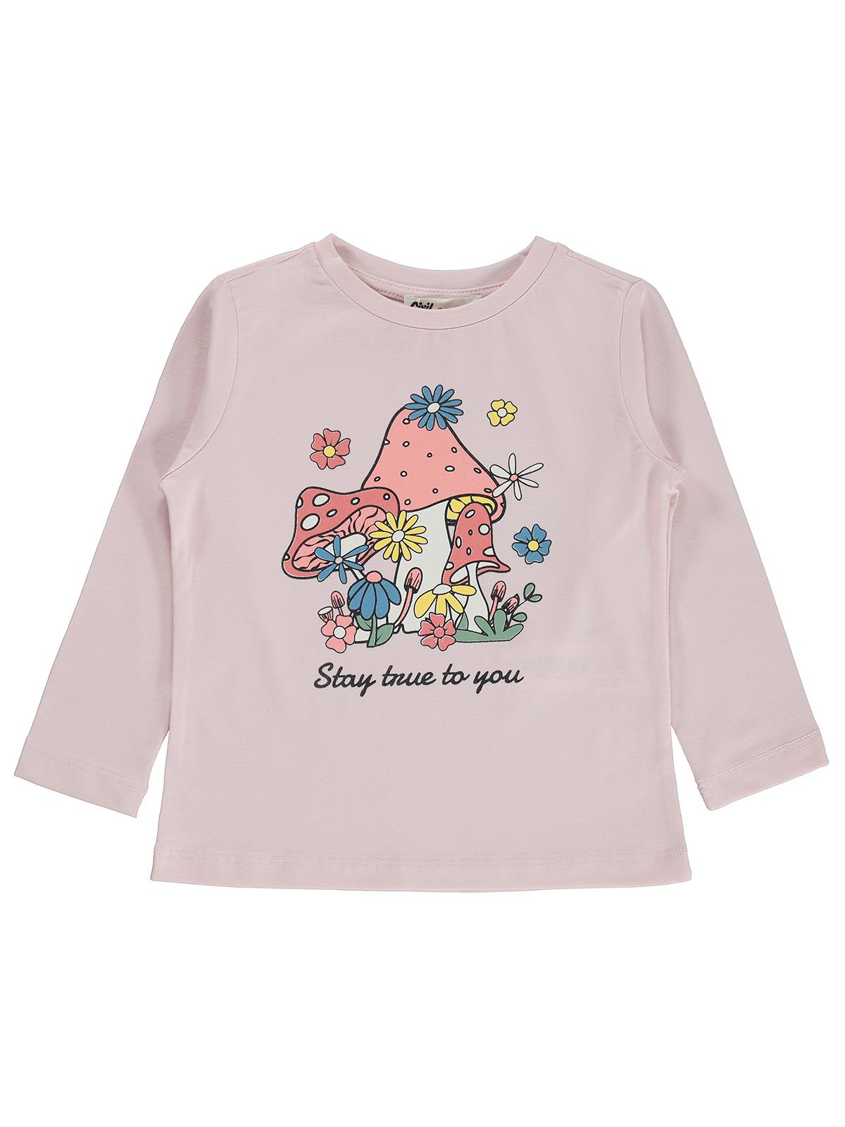 Civil Girls Renkli Mantar Baskılı 2-5 Yaş Sweatshirt - Pembe