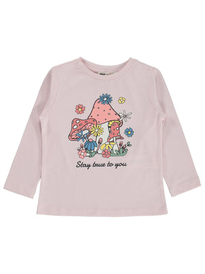 Civil Girls Renkli Mantar Baskılı 2-5 Yaş Sweatshirt - Pembe