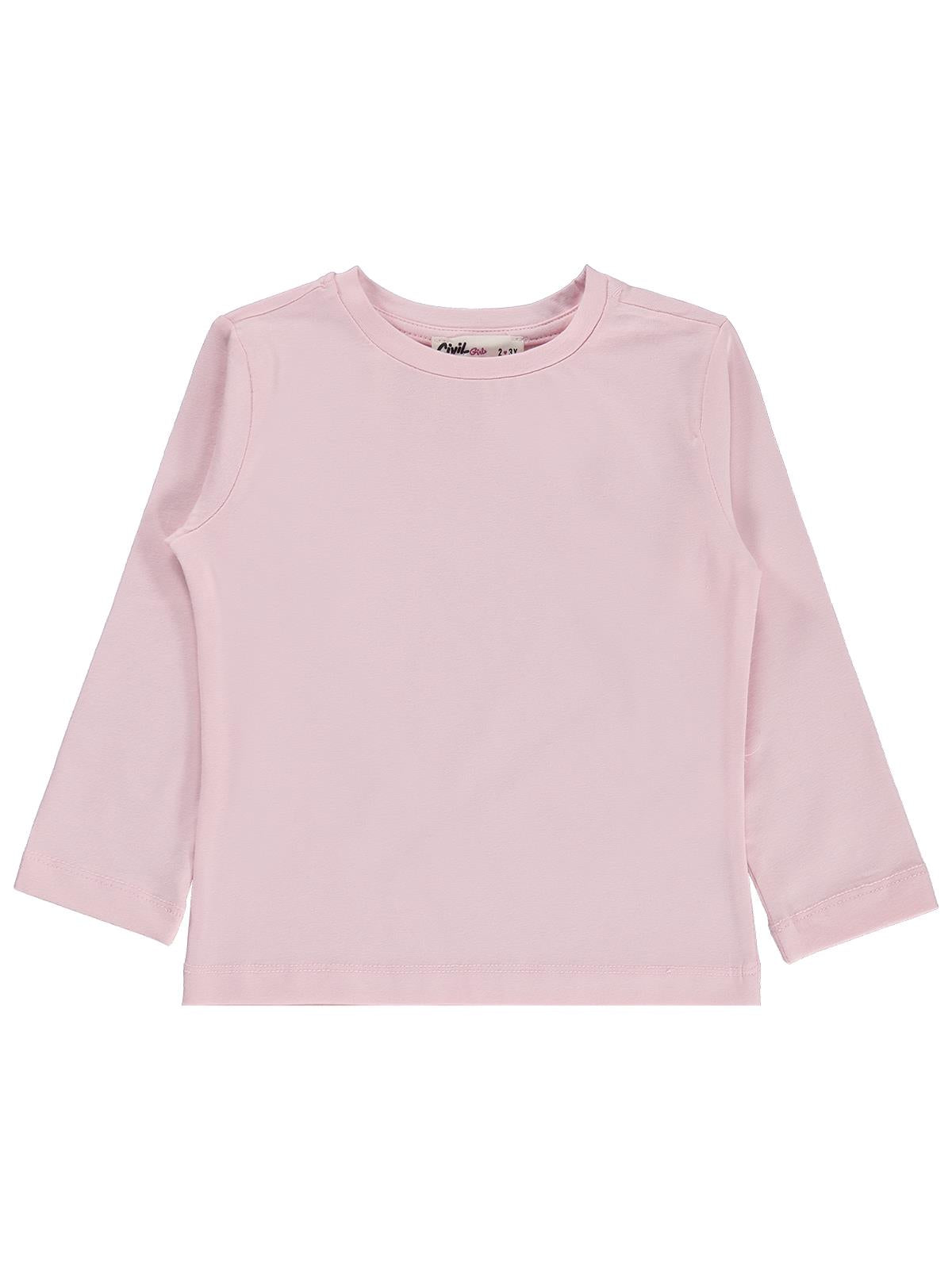 Civil Girls  Kız Çocuk Basic Sweatshirt | Likralı Süprem Uzun Kol | Okul Kreş ve Günlük Kullanım - Pudra