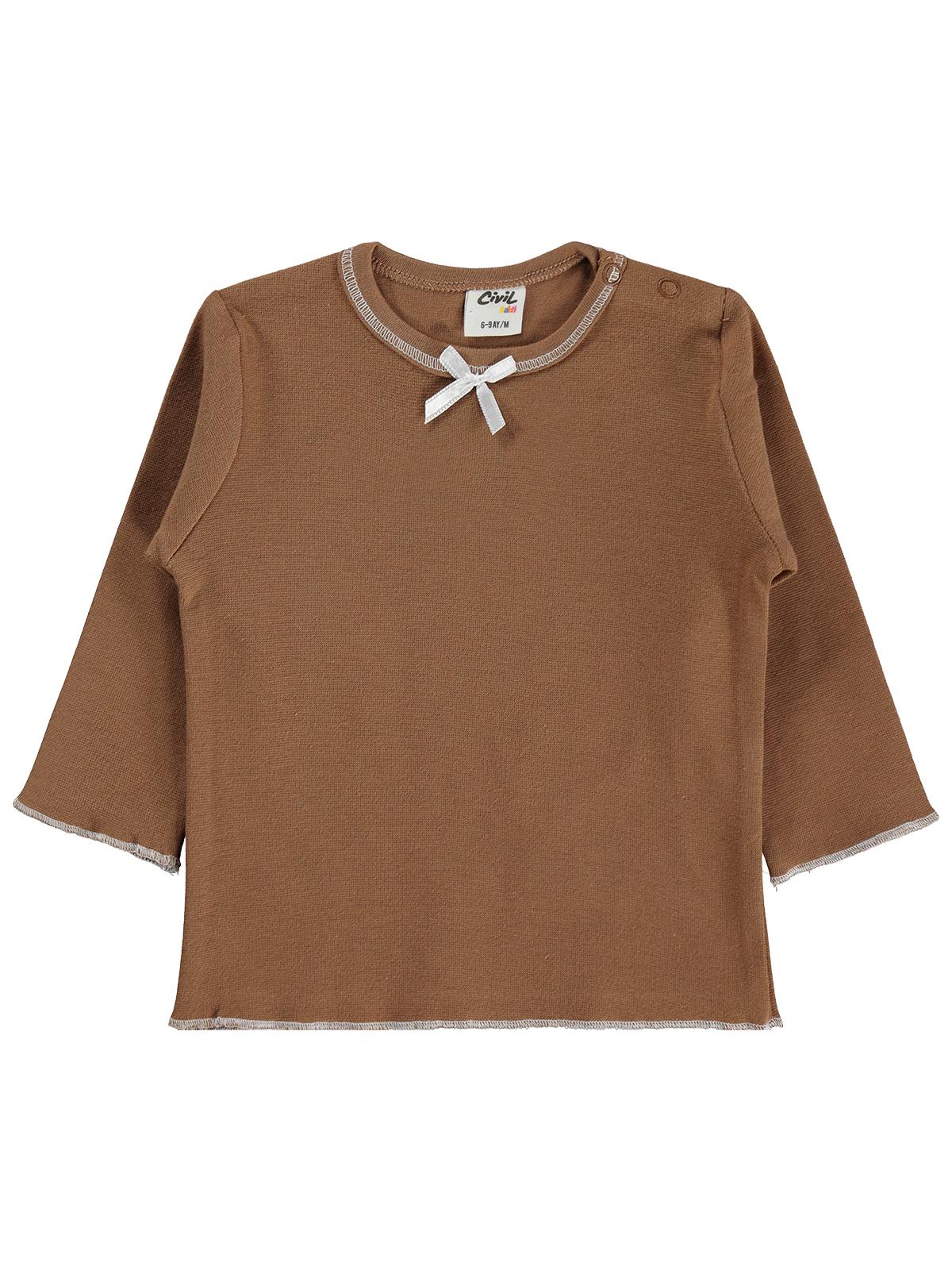 Civil Baby Fiyonklu Düz 6-18 Ay Sweatshirt - Kahve