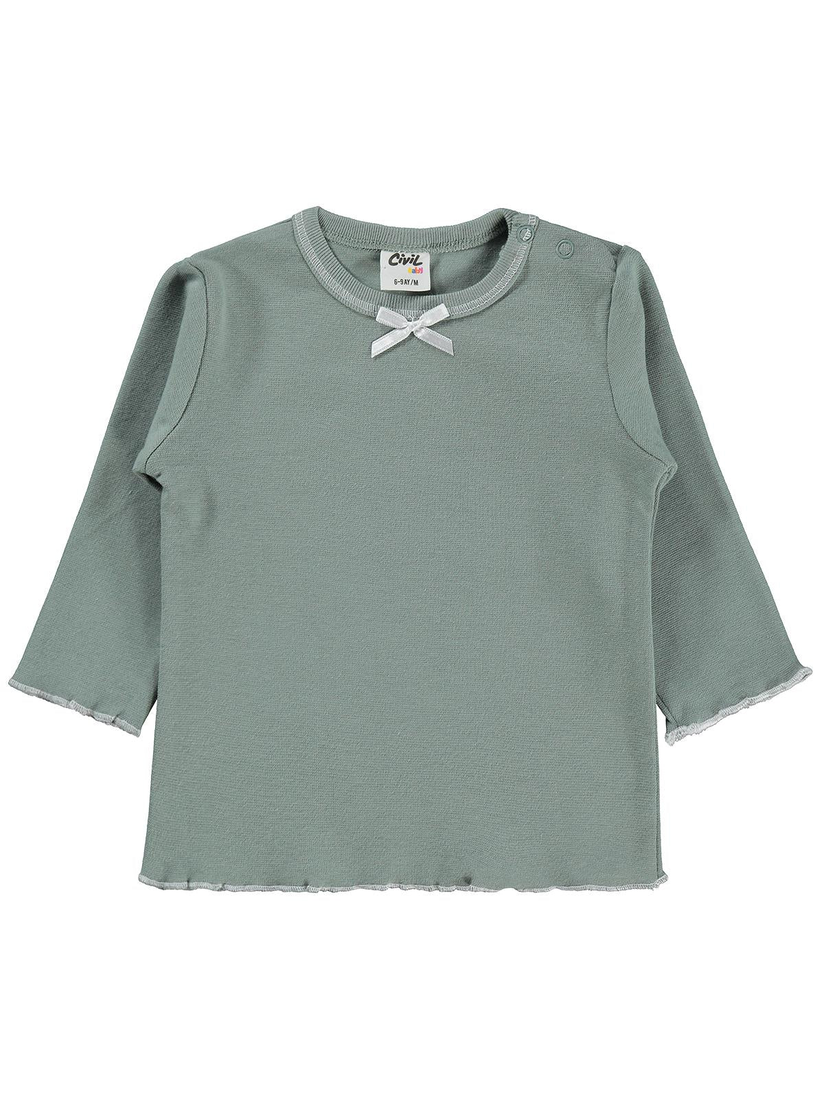 Civil Baby Fiyonklu Düz 6-18 Ay Sweatshirt - Yeşil