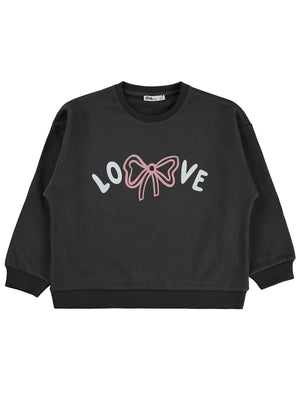 Civil Girls Love Baskılı 6-9 Yaş Sweatshirt - Gri