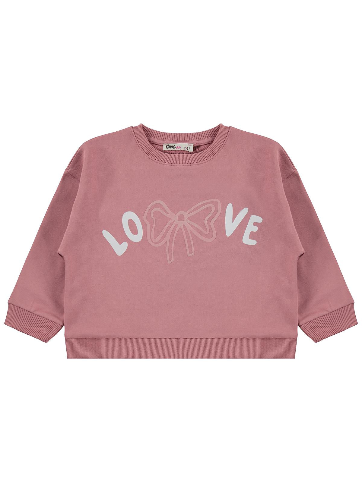 Civil Girls Love Baskılı 2-5 Yaş Sweatshirt - Pembe