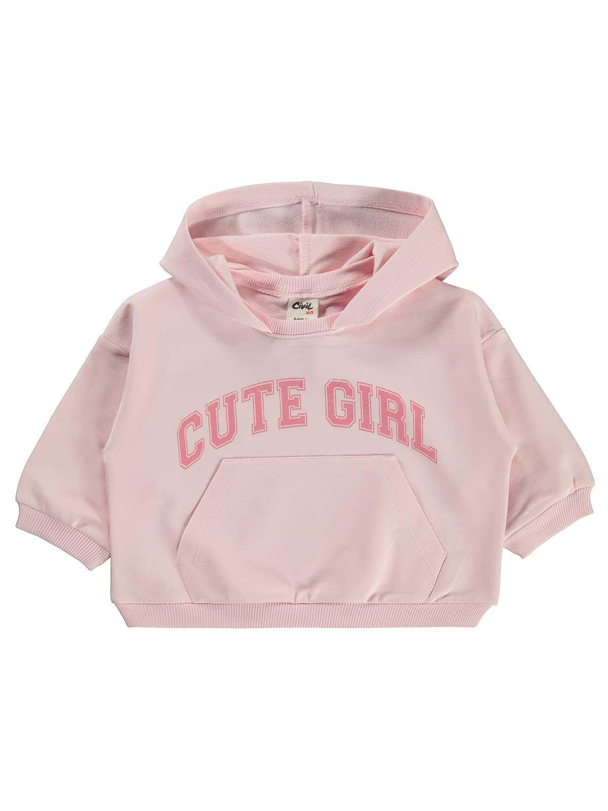 Civil Baby Cute Girl Baskılı Kapüşonlu 6-18 Ay Sweatshirt - Pembe
