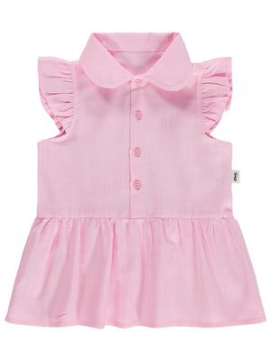 Civil Baby Bebe Yakalı Düz 6-18 Ay Elbise - Pembe