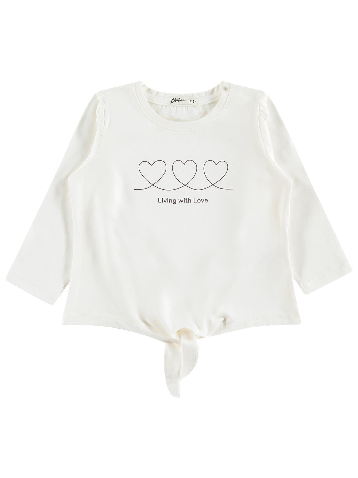 Civil Girls Living with Love Yazılı 2-5 Yaş Sweatshirt - Ekru