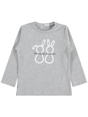 Civil Girls Tavşan Baskılı 6-9 Yaş Sweatshirt - Gri