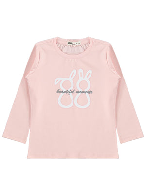 Civil Girls Tavşan Baskılı 6-9 Yaş Sweatshirt - Pudra