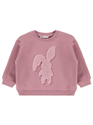 Civil Girls Kız Çocuk Tavşan Nakışlı Sweatshirt | 3 İp Uzun Kol | Okul Kreş ve Günlük Kullanım - Pembe