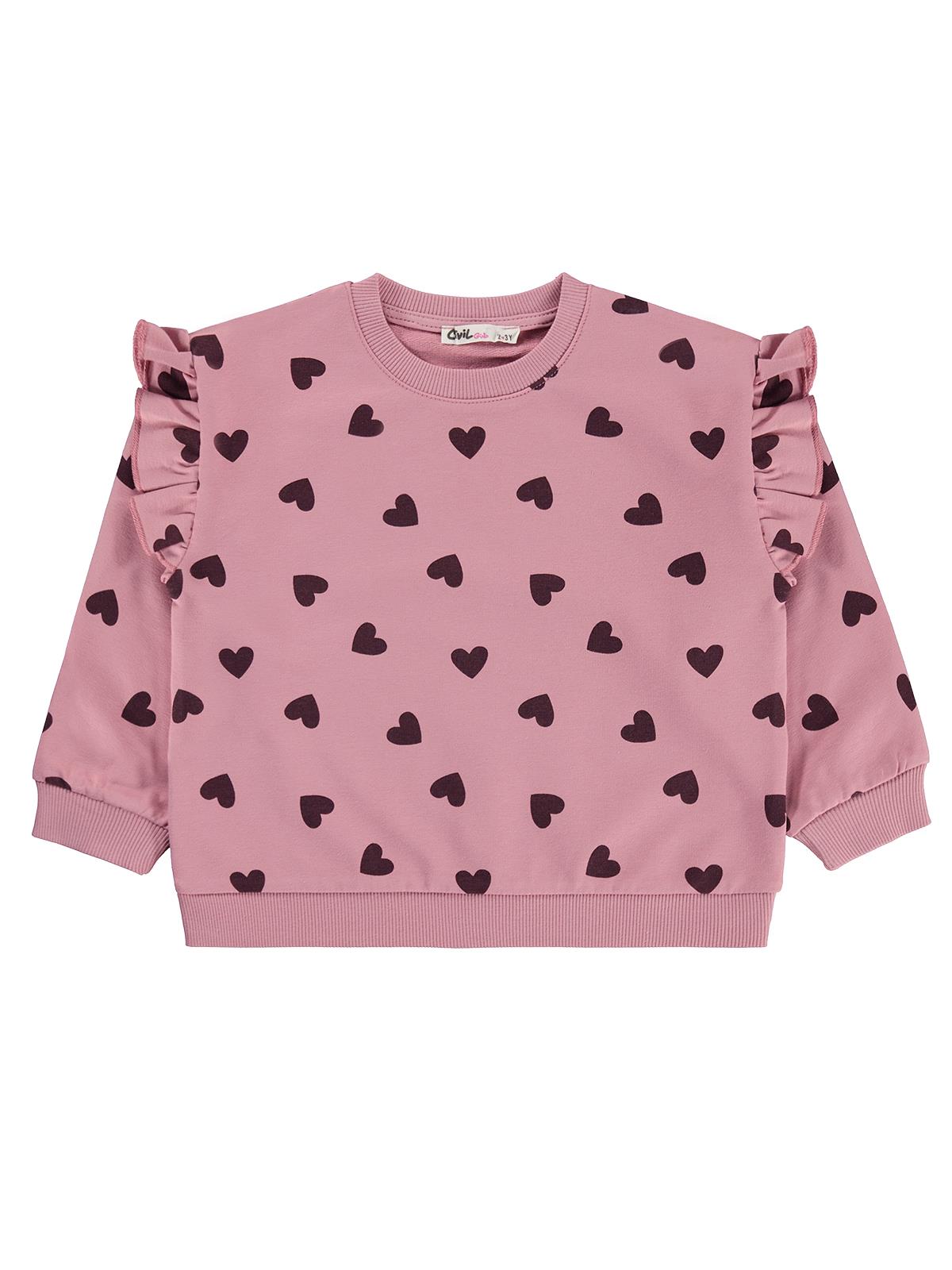 Civil Girls Kalp Desenli 2-5 Yaş Sweatshirt - Mavi