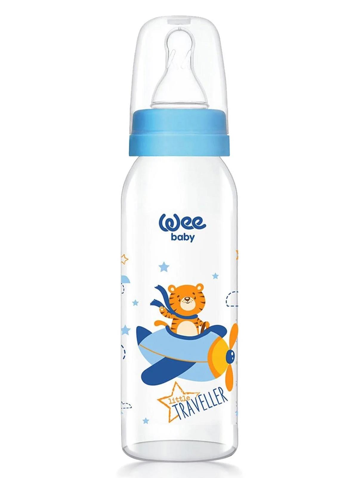 Wee Baby  Sılıkon Klasık Kıraz Uclu Cam Bıberon 250 ml - Mavi
