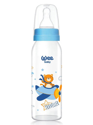 Wee Baby  Sılıkon Klasık Kıraz Uclu Cam Bıberon 250 ml - Mavi