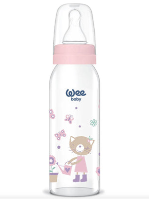 Wee Baby  Sılıkon Klasık Kıraz Uclu Cam Bıberon 250 ml - Pembe