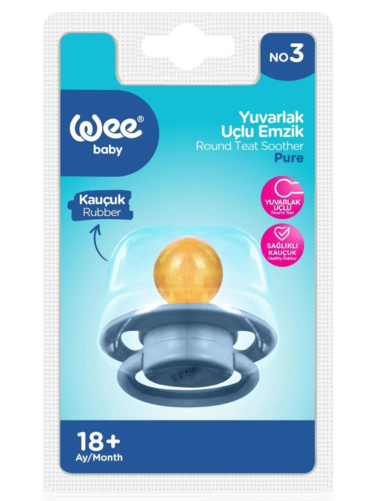 Wee Baby Pure Yuvarlak Kauçuk Emzik No : 3 - Mavi