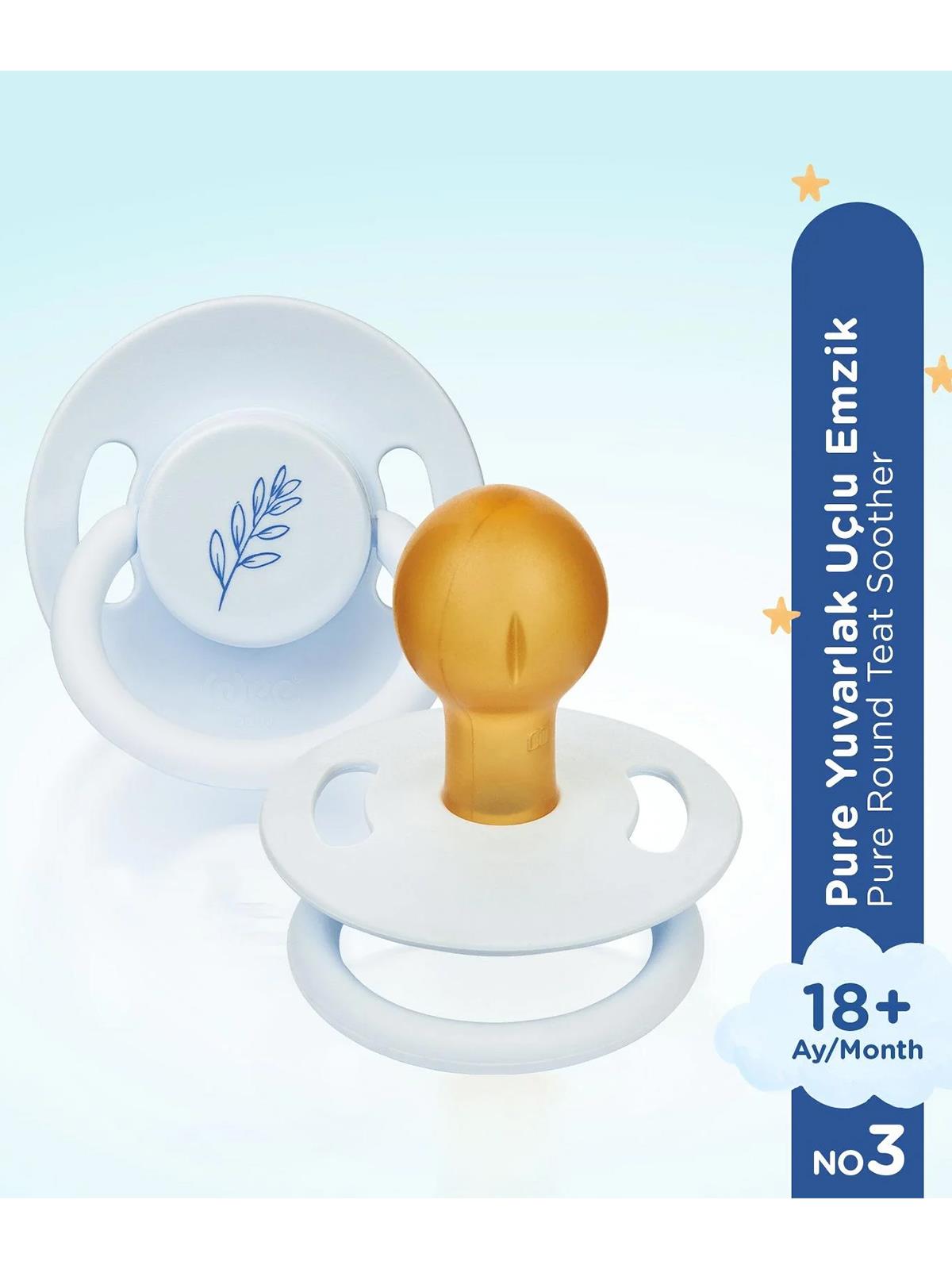 Wee Baby Pure Yuvarlak Kauçuk Emzik No : 3 - Mavi