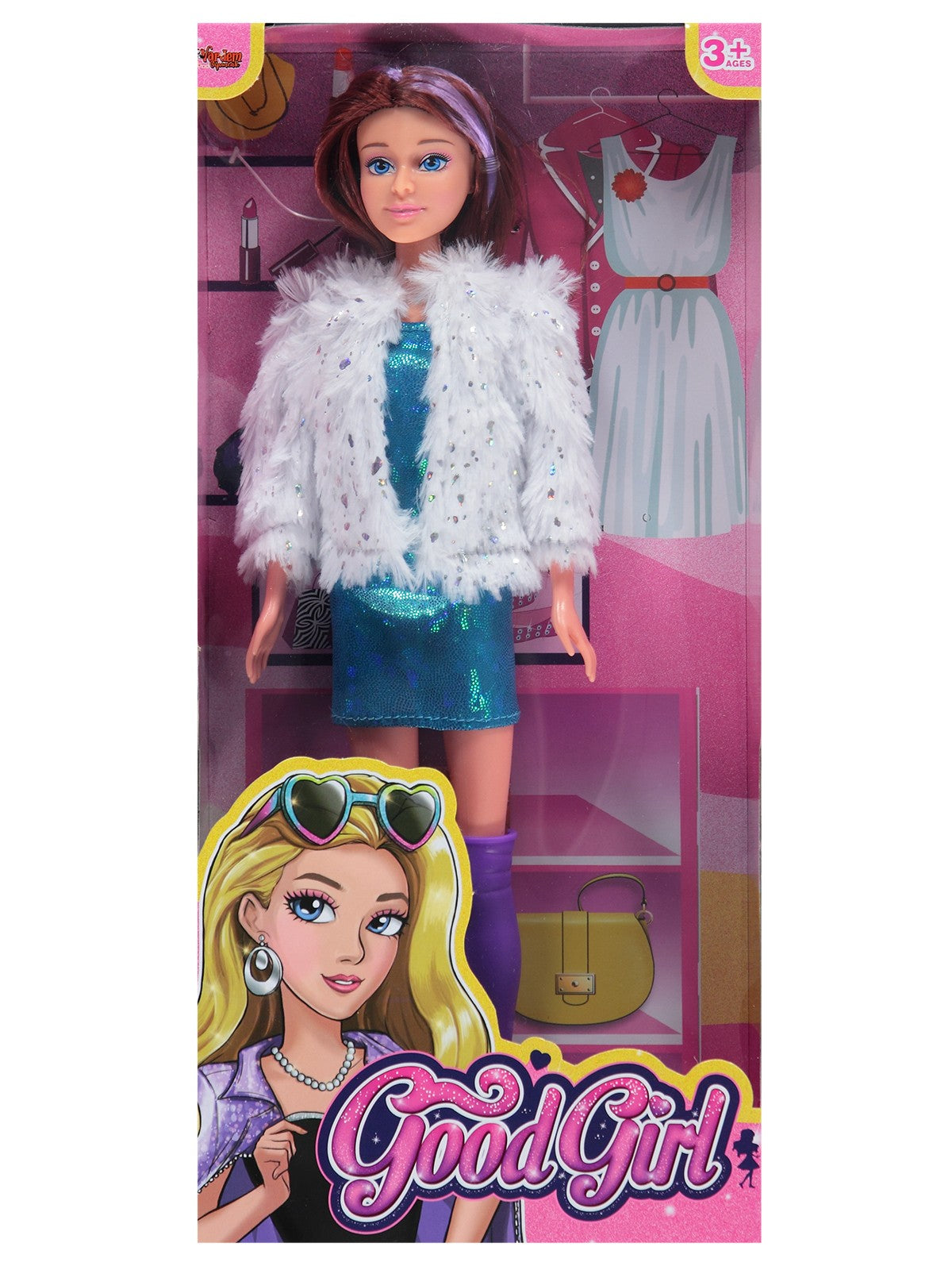 Vardem Good Girl Ceketli Parlak Elbiseli Bebek  - Mavi