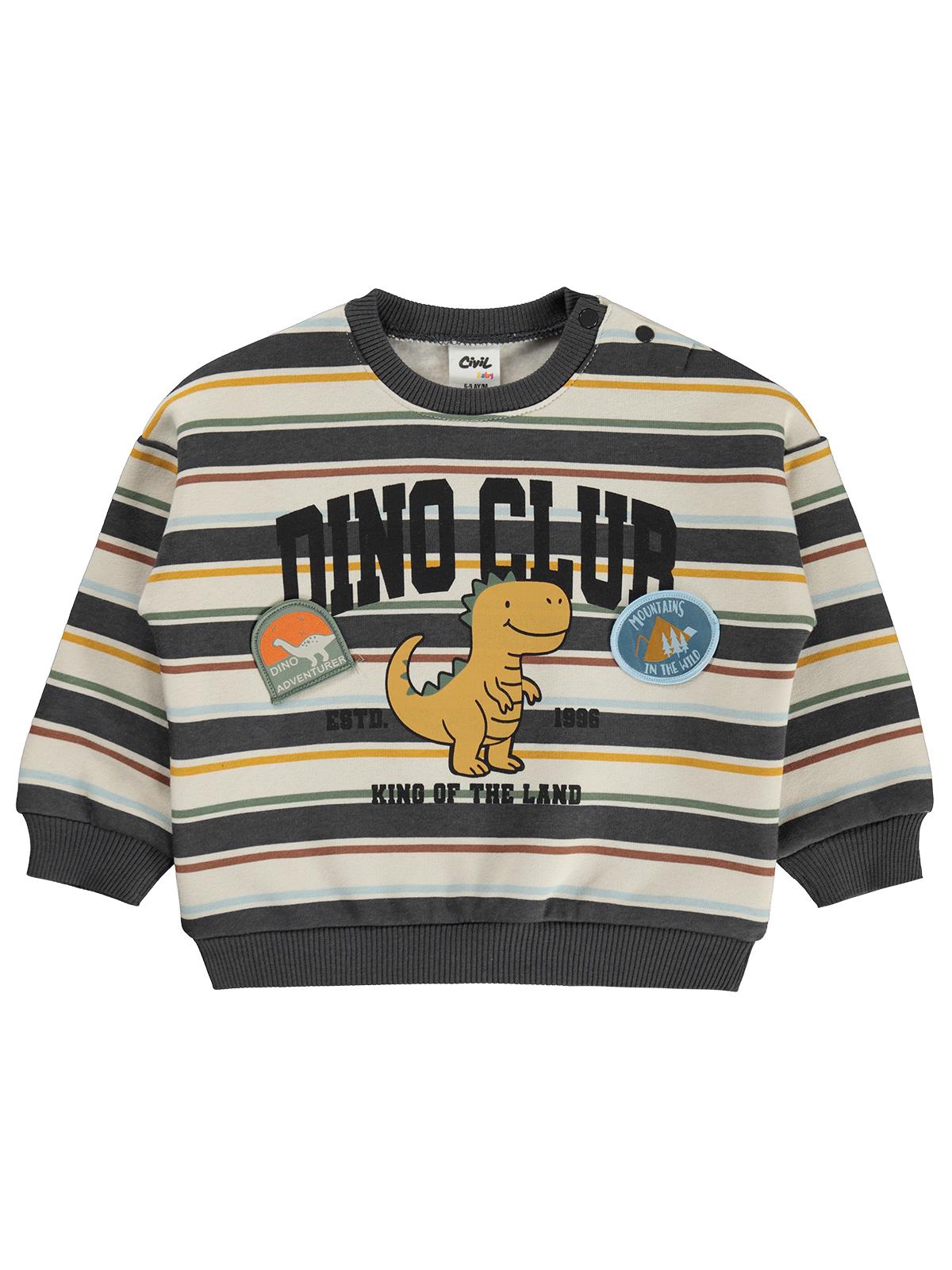 Civil Baby Dino Club Baskılı 6-18 Ay Sweatshirt - Bej