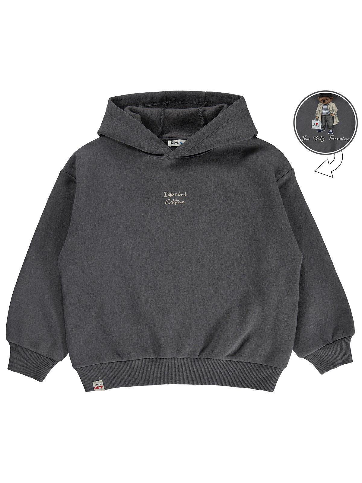 Civil Boys Kapüşonlu İstanbul Baskılı 6-9 Yaş Sweatshirt - Gri
