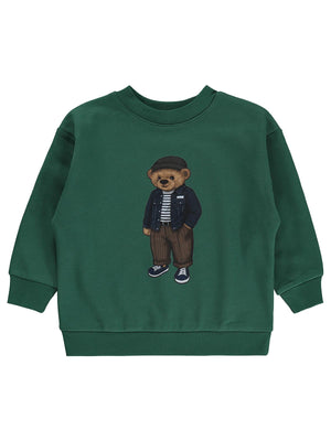 Civil Boys Şapkalı Teddy Baskılı 2-5 Yaş Sweatshirt - Yeşil