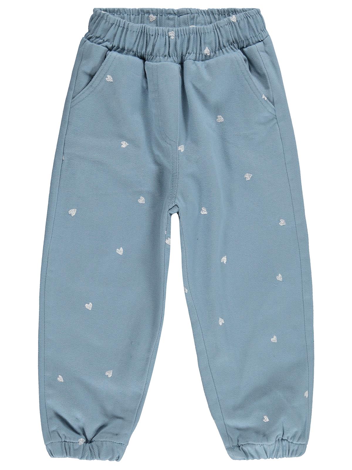 Civil Girls Kalp Nakışlı İçi Polarlı 2-5 Yaş Pantolon - Mavi