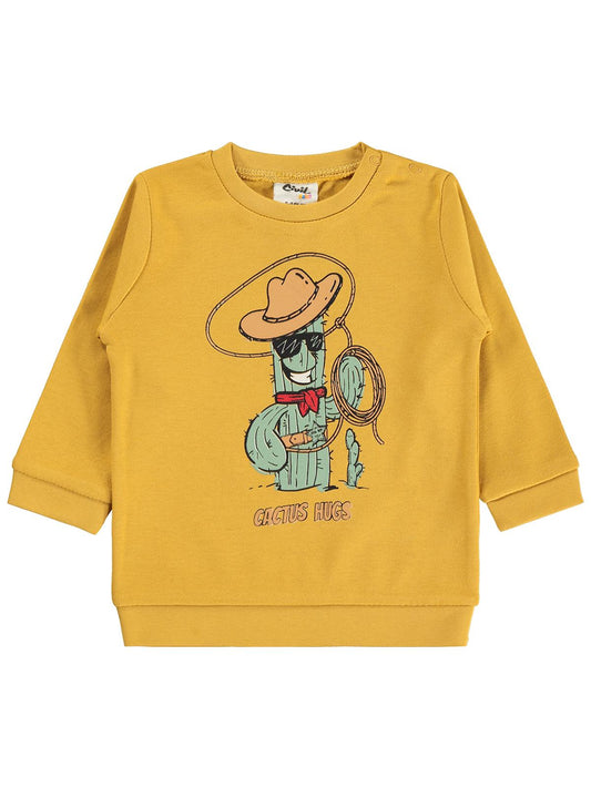 Civil Baby Kaktüs Baskılı 6-18 Ay Sweatshirt - Hardal