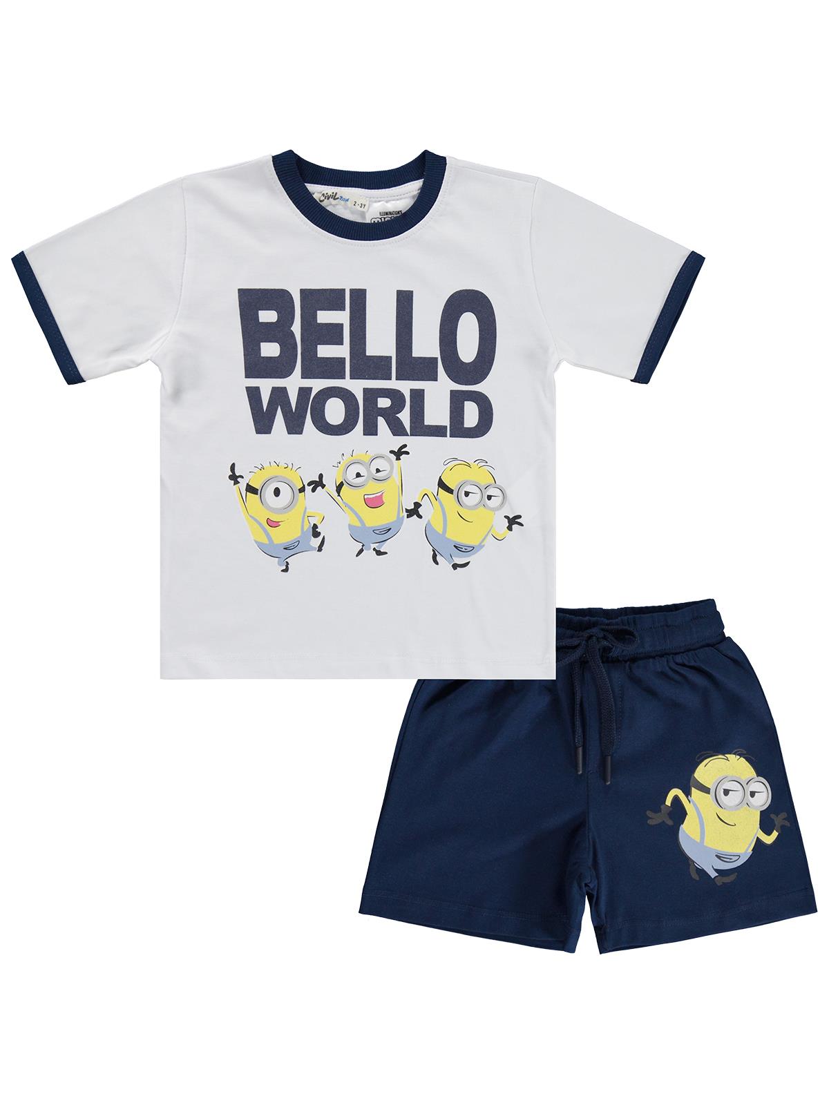 Minions 2-9 Yaş Şortlu Takım - Beyaz