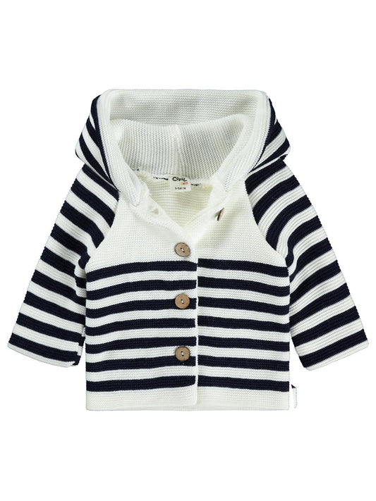 Civil Baby Çizgili Kapüşonlu 6-18 Ay Hırka - Lacivert