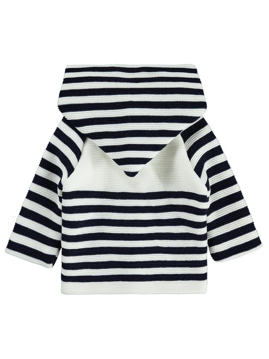 Civil Baby Çizgili Kapüşonlu 6-18 Ay Hırka - Lacivert