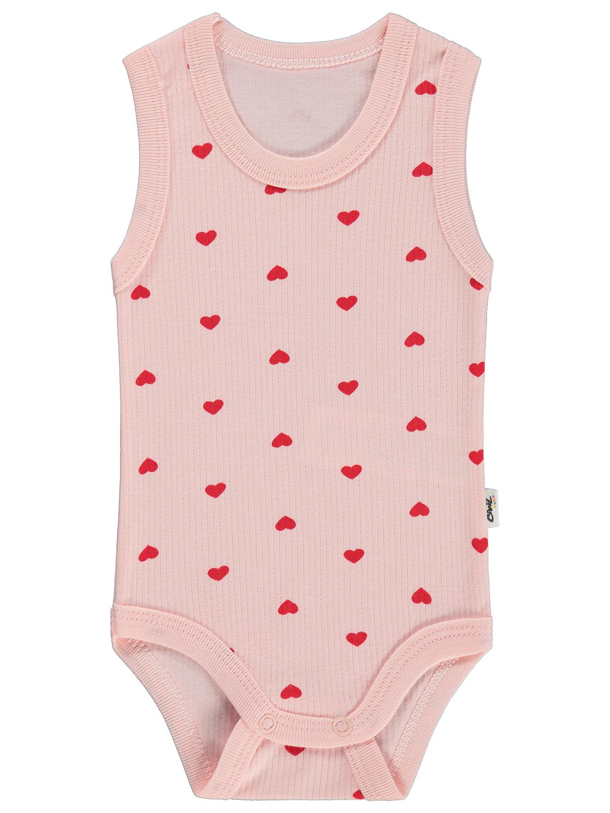 Civil Baby Kalp Empirme 0-3 Yaş Çıtçıtlı Badi - Pembe