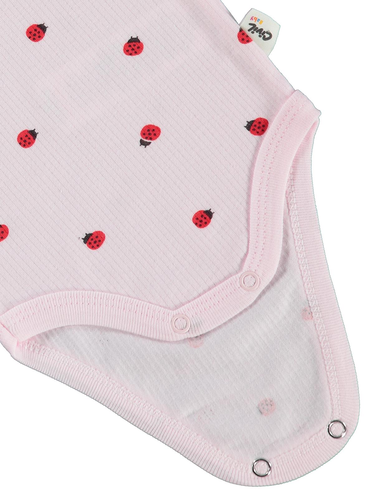 Civil Baby Uğur Böceği Empirme 0-3 Yaş Çıtçıtlı Badi - Pembe