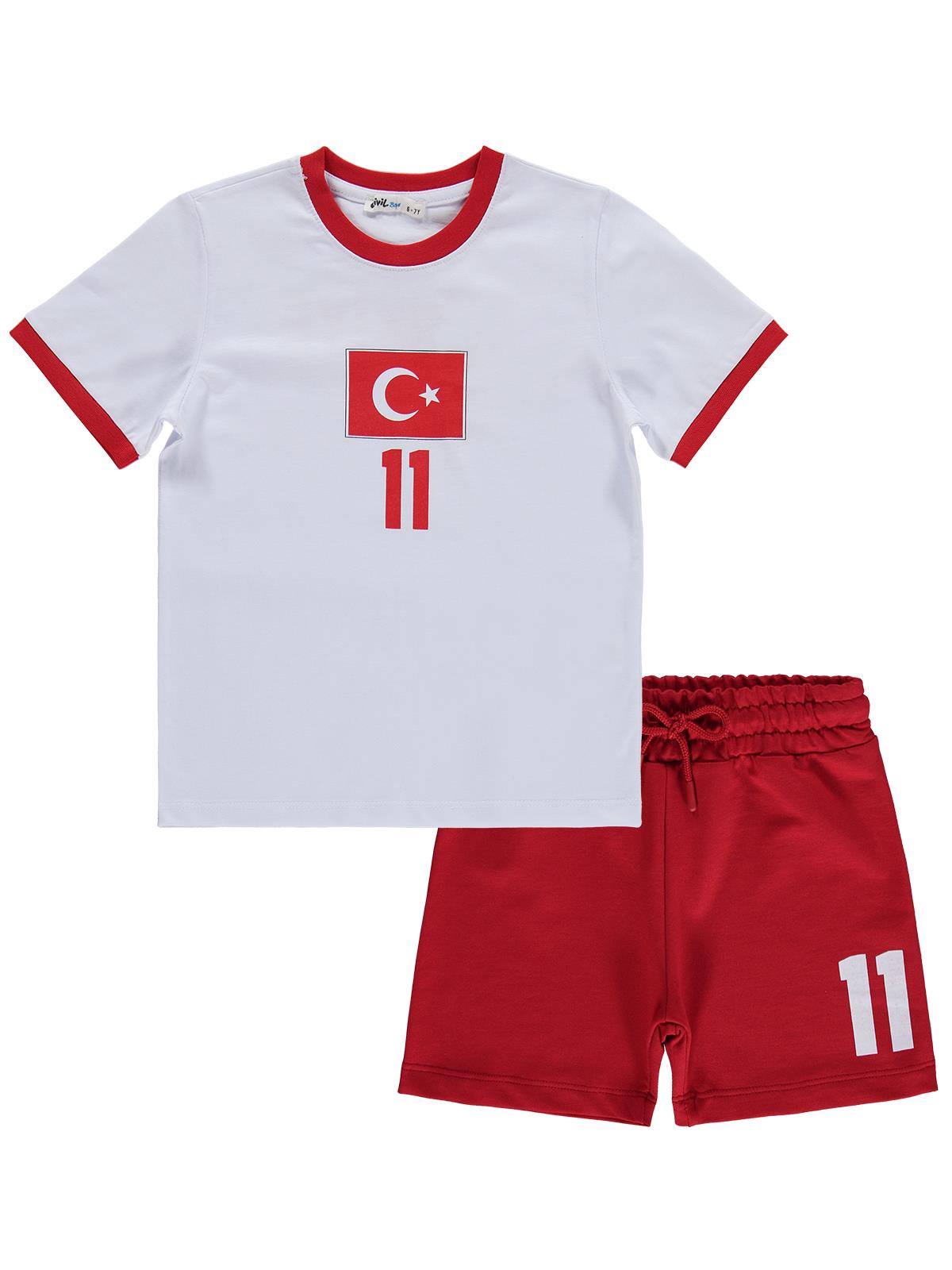 Civil Boys Türkiye Baskılı 2’li 6-9 Yaş Takım - Pamuk Forma - Beyaz