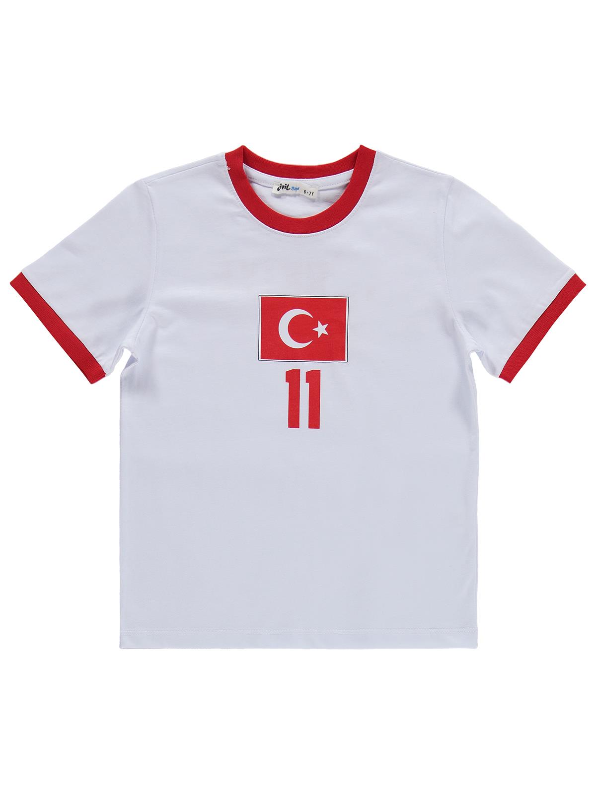 Civil Boys Türkiye Baskılı 2’li 10-13 Yaş Takım - Pamuk Forma - Beyaz