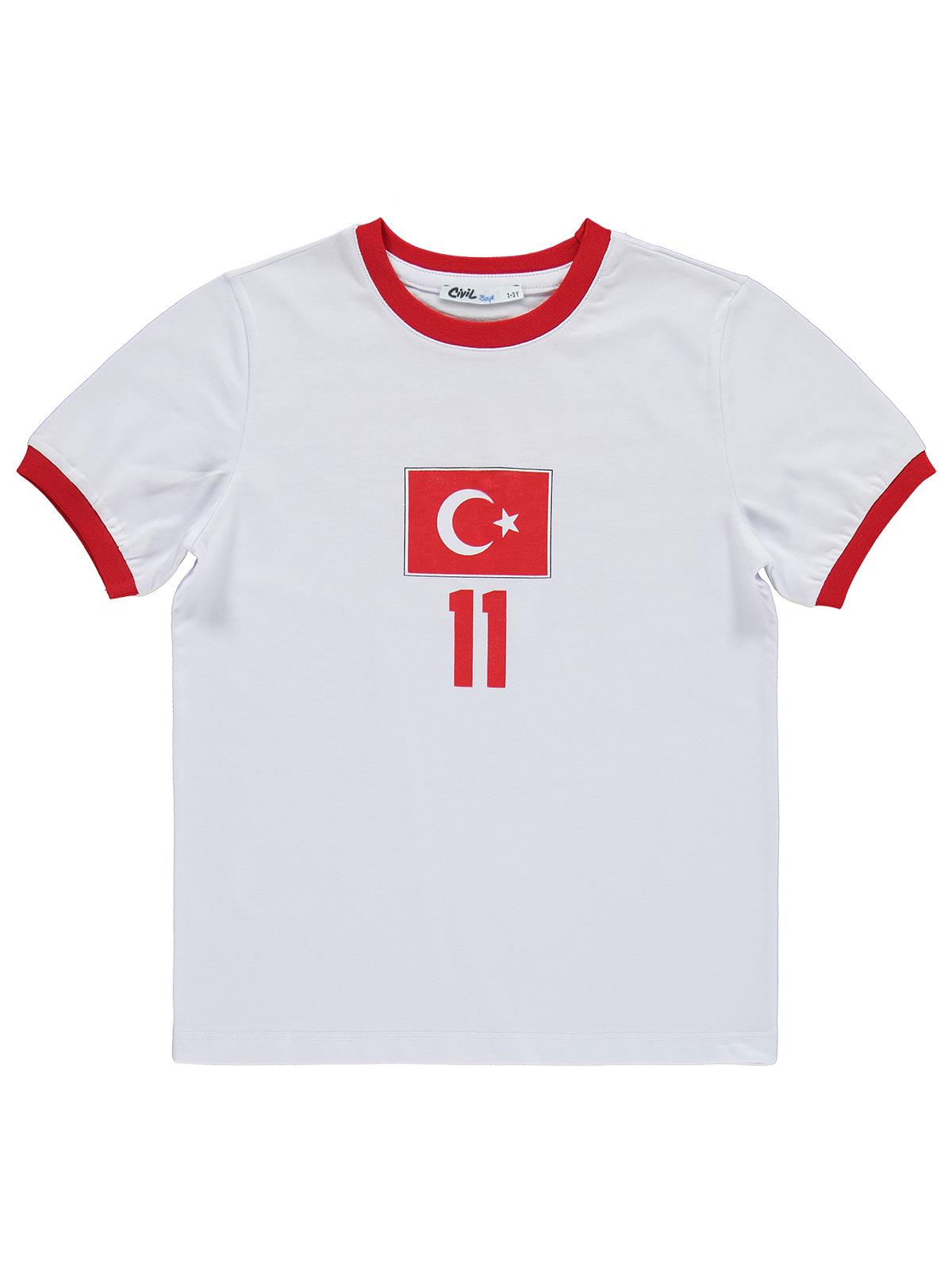 Civil Boys Türkiye Baskılı 2’li 2-5 Yaş Takım - Pamuk Forma - Beyaz