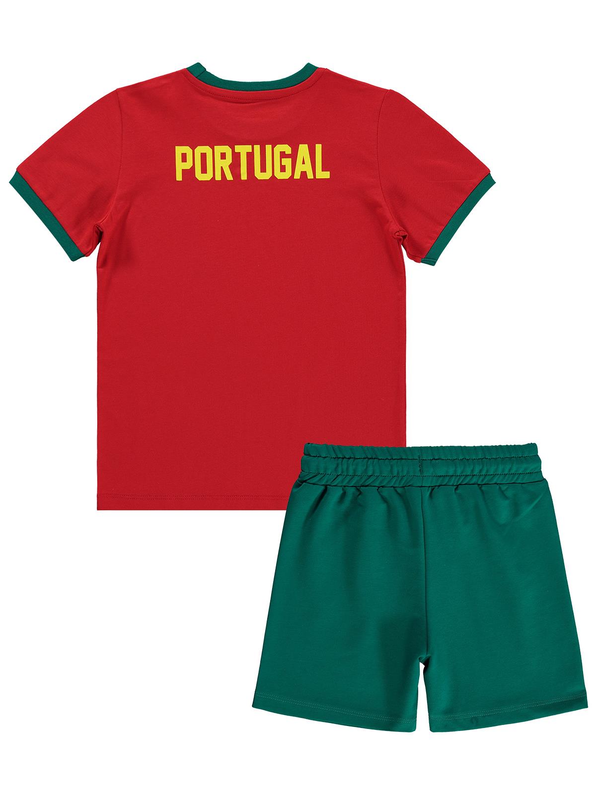 Civil Boys Portugal Baskılı 2'li 6-9 Yaş Takım - Pamuk Forma - Kırmızı