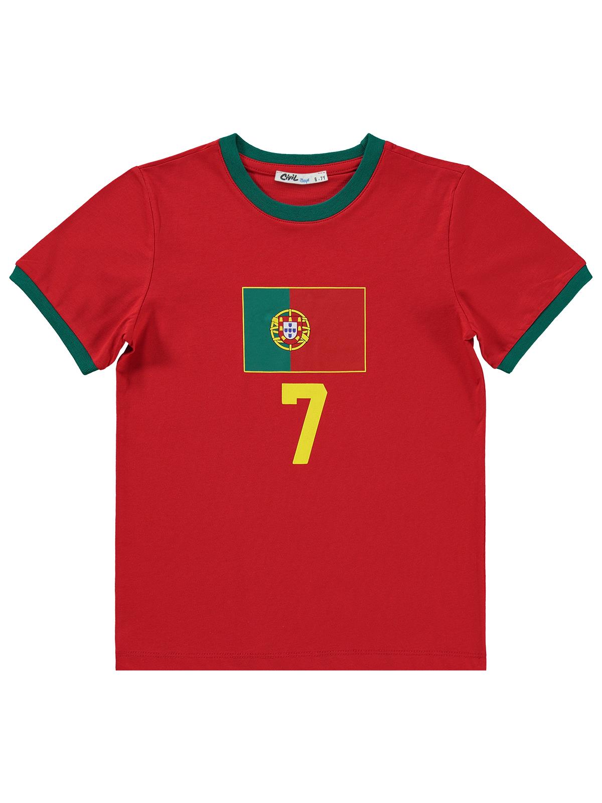 Civil Boys Portugal Baskılı 2'li 6-9 Yaş Takım - Pamuk Forma - Kırmızı