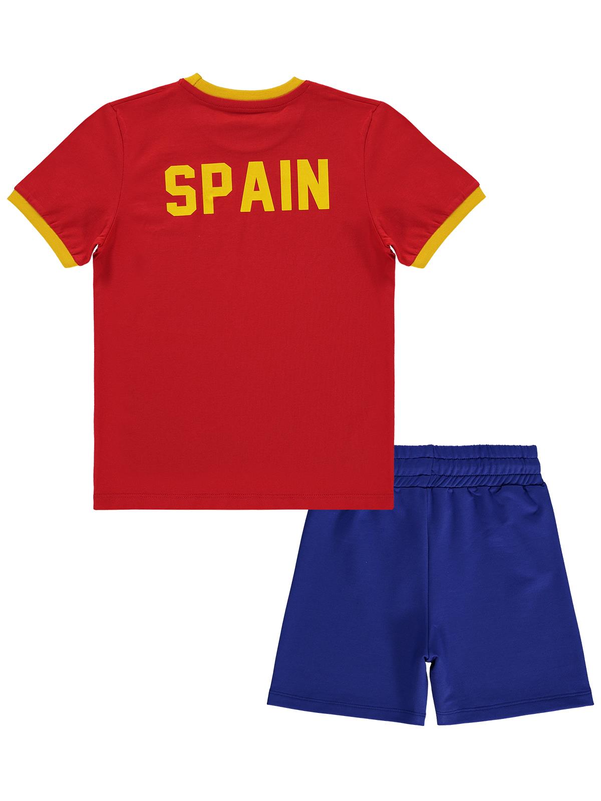 Civil Boys Spain Baskılı 2'li 6-9 Yaş Takım - Pamuk Forma - Kırmızı