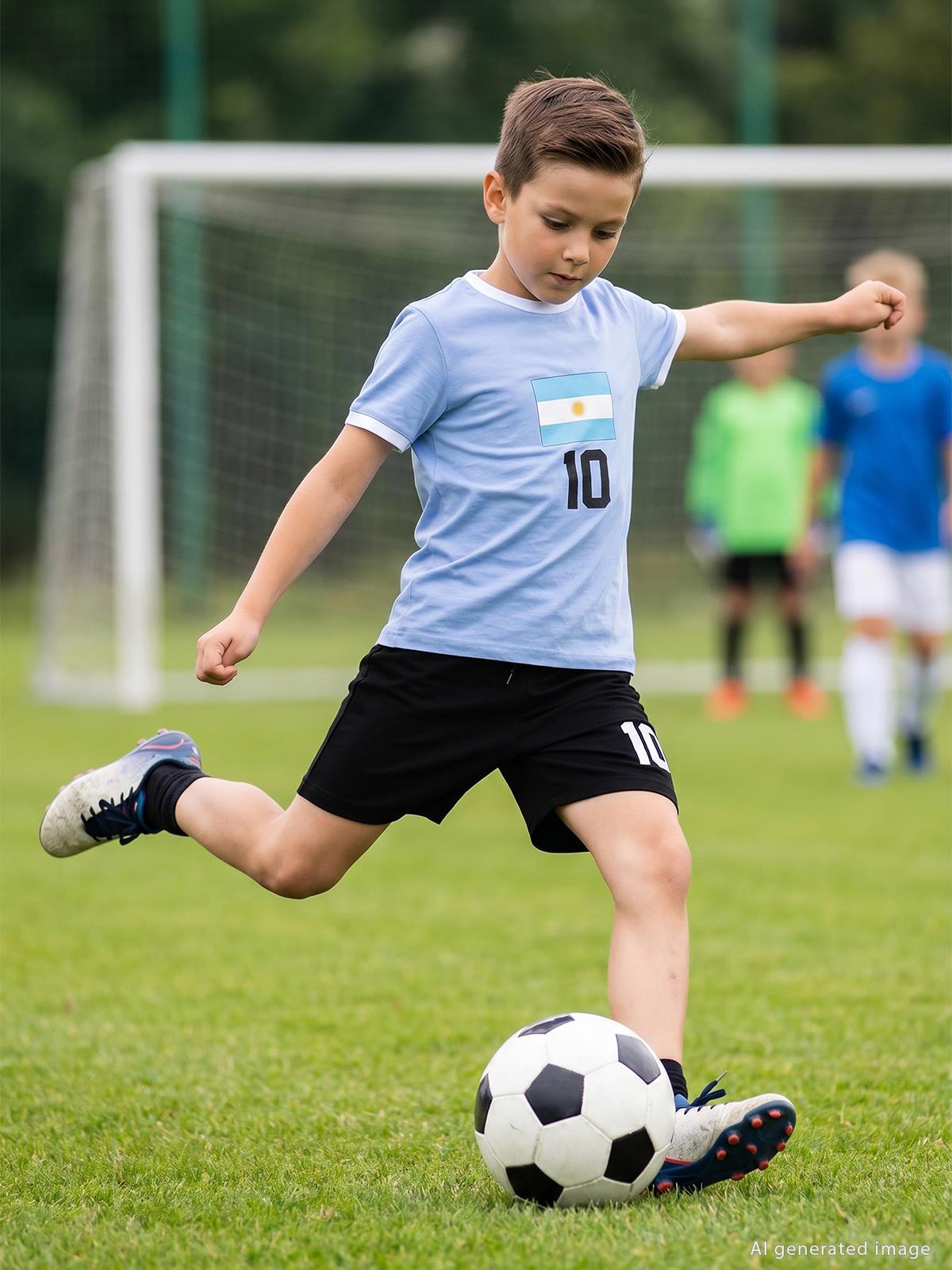 Civil Boys Argentina Baskılı 2'li 10-13 Yaş Takım - Pamuk Forma - Mavi