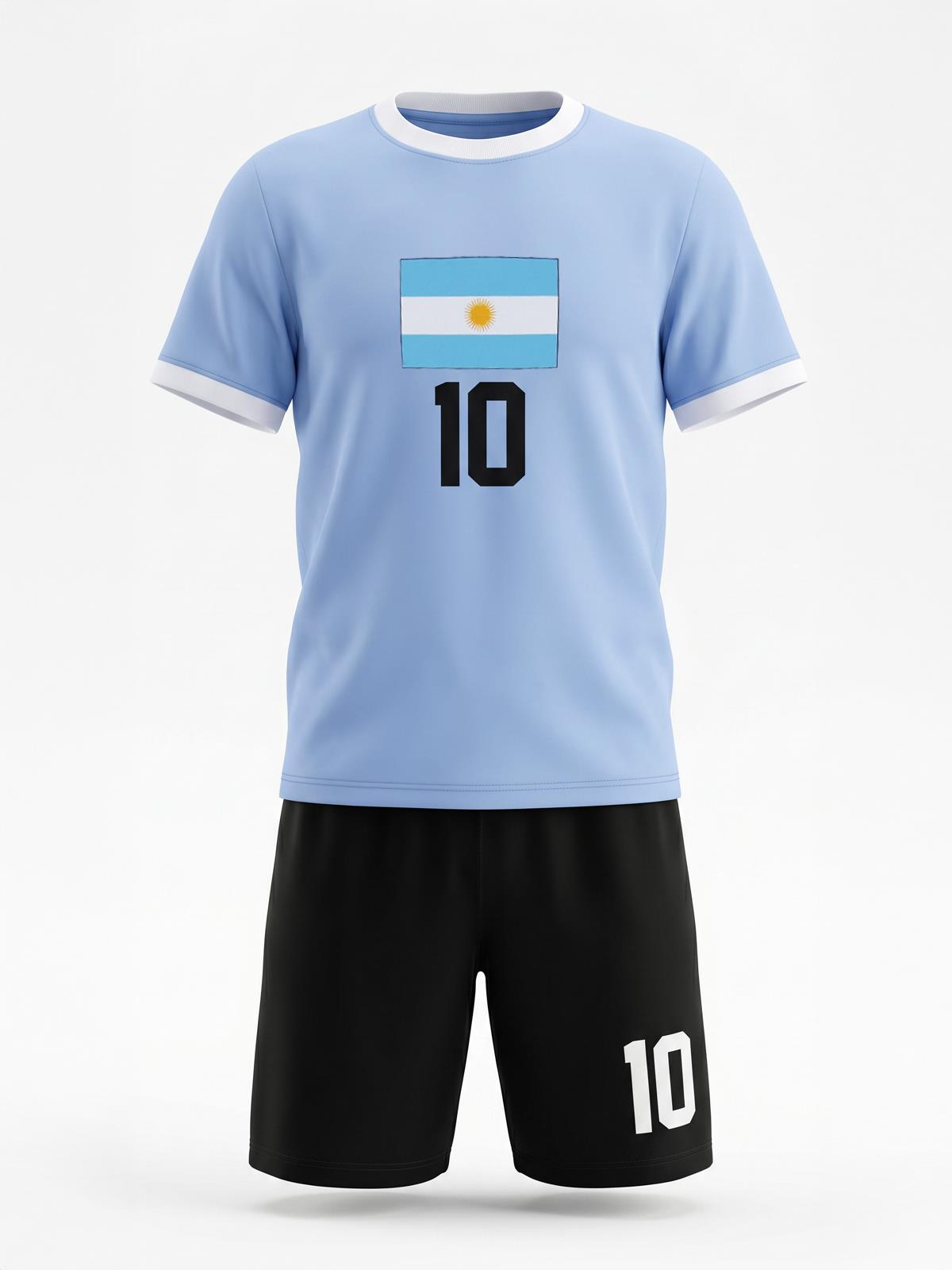 Civil Boys Argentina Baskılı 2'li 6-9 Yaş Takım - Pamuk Forma - Mavi