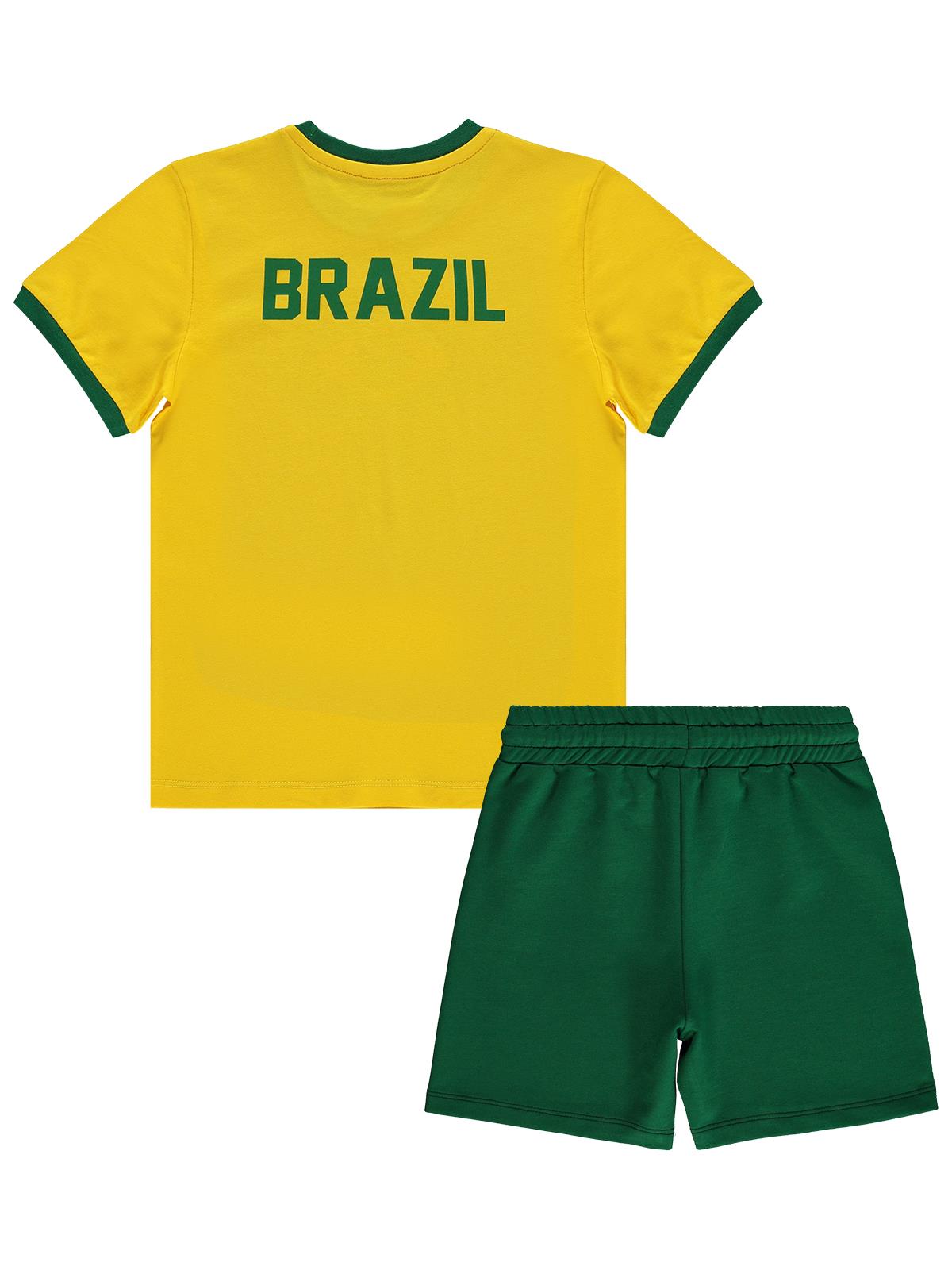 Civil Boys Brazil Baskılı 2'li 6-9 Yaş Takım - Pamuk Forma - Sarı