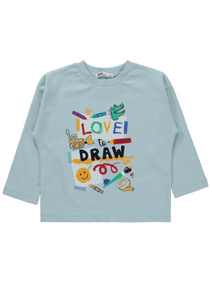 Civil Boys Love To Draw Baskılı 2-5 Yaş Sweatshirt  - Mavi
