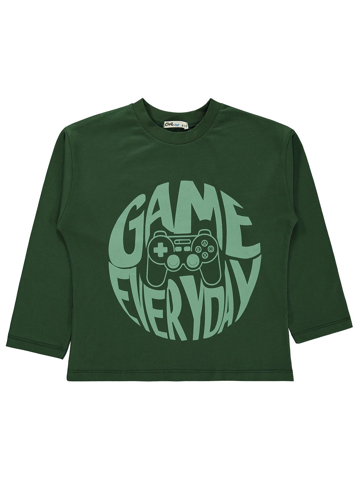 Civil Boys Game Everyday Baskılı 6-9 Yaş Sweatshirt Km - Yeşil