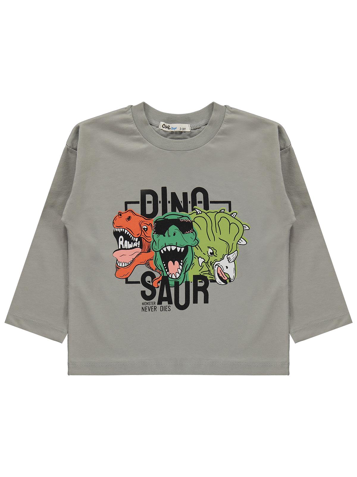 Civil Boys Dınosaur Baskılı 2-5 Yaş Sweatshirt  - Hardal
