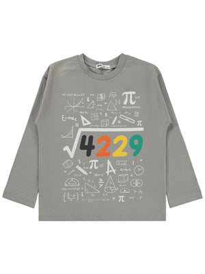 Civil Erkek Çocuk 4489 Baskılı Sweatshirt Km | Süprem Uzun Kol | Okul Kreş ve Günlük Kullanım - Gri