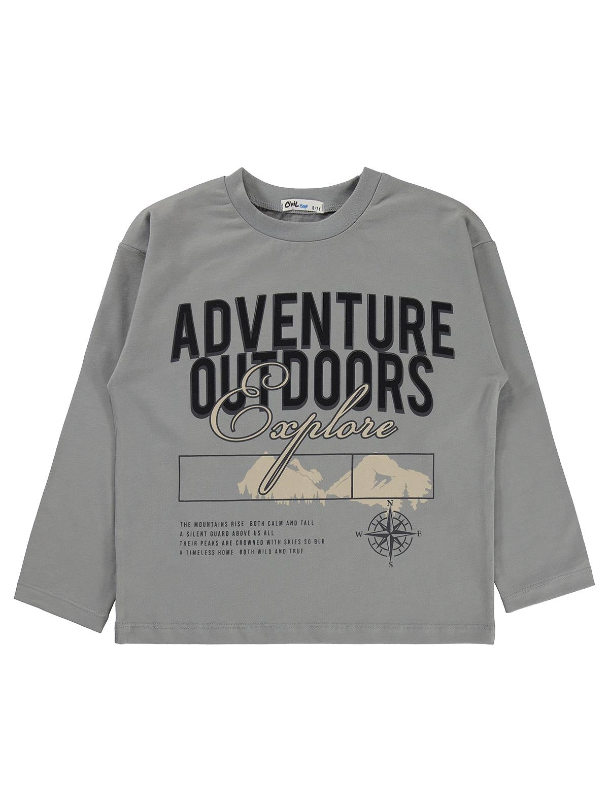 Civil Boys Adventure Baskılı 6-9 Yaş Sweatshirt  - Gri
