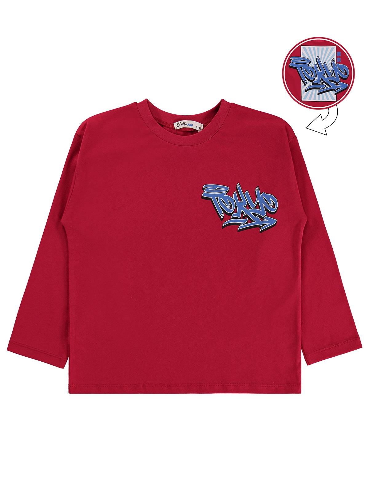Civil Boys Tokyo Baskılı 10-13 Yaş Sweatshirt  - Kırmızı