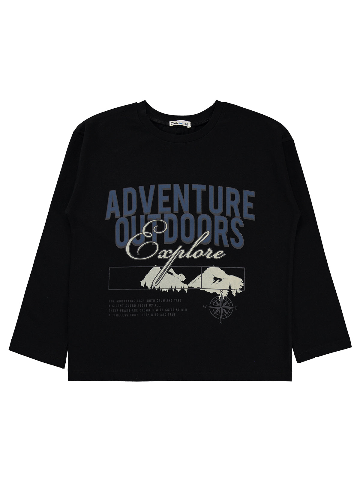 Civil Boys Adventure Baskılı 10-13 Yaş Sweatshirt - Siyah