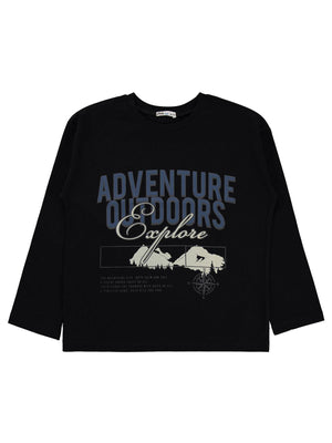 Civil Boys Adventure Baskılı 6-9 Yaş Sweatshirt  - Siyah