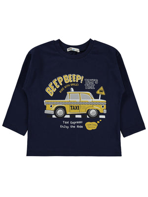 Civil Erkek Çocuk Beep Taksi Baskılı Sweatshirt Km | Süprem Uzun Kol | Okul Kreş ve Günlük Kullanım - Lacivert