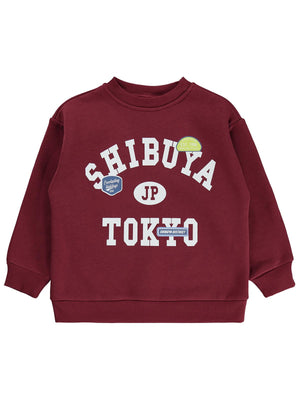 Civil Boys Shıbuya Tokyo Baskılı 6-9 Yaş Sweatshirt - Bordo